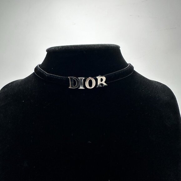 DIOR VELVET CHOKER ADJUSTABLE silver and black - Picture 1 of 4